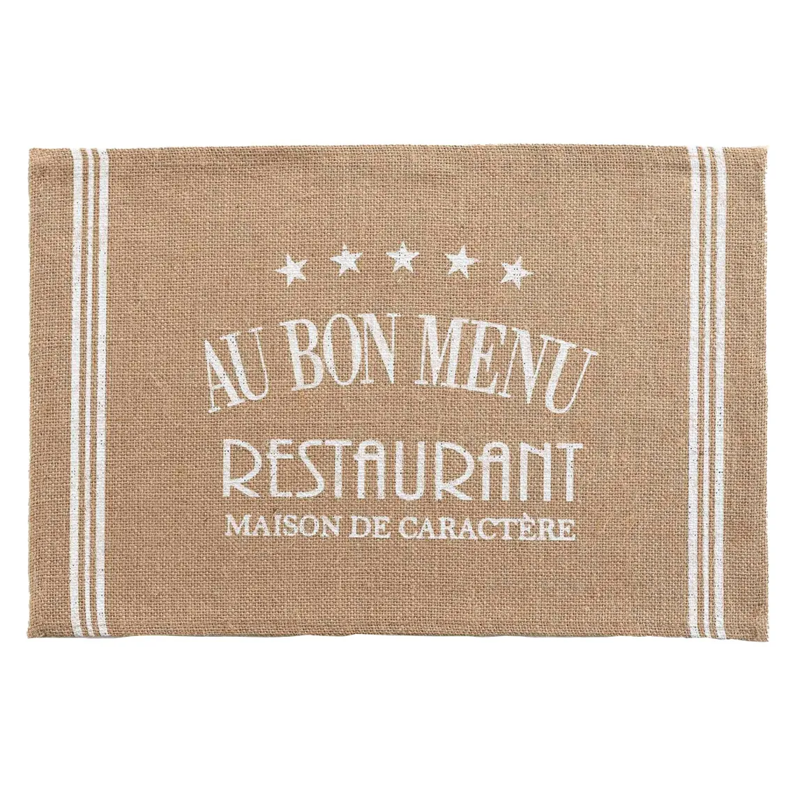 SET TABLE 30X45CM JUTE IMPRIME DINER BLANC
