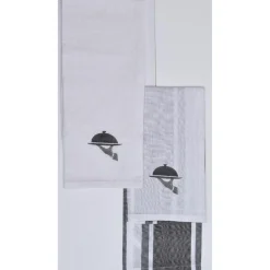 SET 2 TORCHONS BRODES NID D ABEILLE CLOCHE 50X70 GRIS FONCE