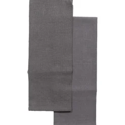 SET 2 TORCHONS JUSTIN 50X70CM COTON GRIS FONCE