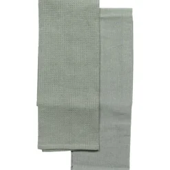 SET 2 TORCHONS JUSTIN 50X70CM COTON VERT DE GRIS