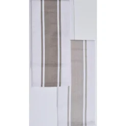 SET 2 TORCHONS NID D ABEILLE RAYES LEONIE 50X70 BEIGE FONCE