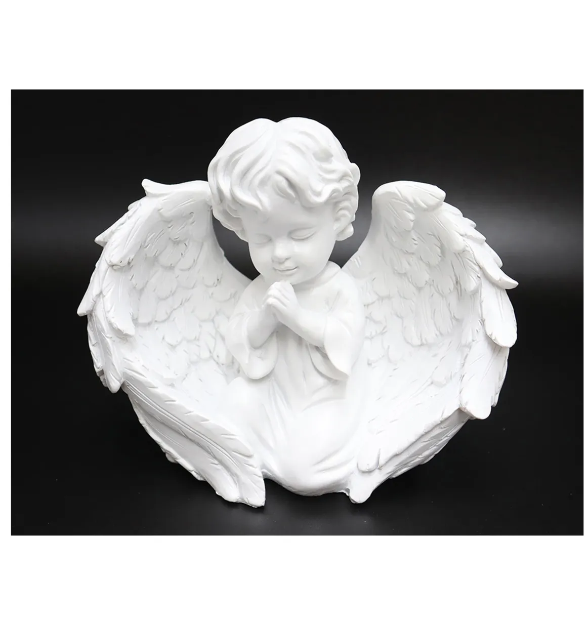 STATUETTE ANGE POLYRESINE AILES MAINS 18X9X14.2CM