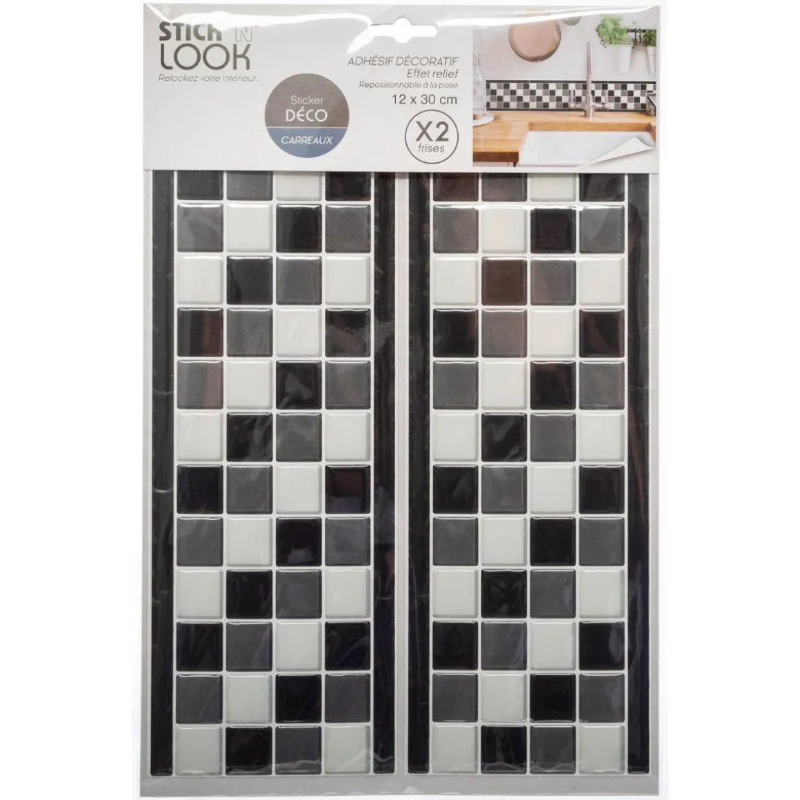 STICKER PETITS CARREAUX FRISE NOIR