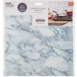 STICKERS CARRELAGE MARBRE BLANC X2 PIECES