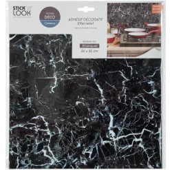 STICKERS CARRELAGE MARBRE NOIR X2 PIECES