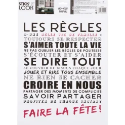 STICKERS TEXTE REGLES 30X40CM