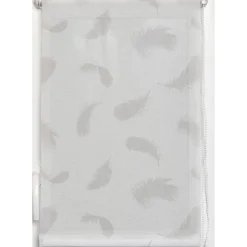 STORE ENROULEUR TAMISANT IMPRIME PLUMES 120X180CM BLANC