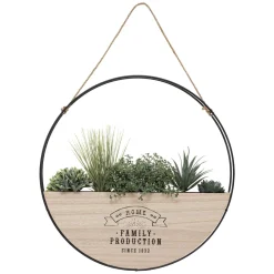 SUSPENSION BOIS METAL PLANTE D.44CM