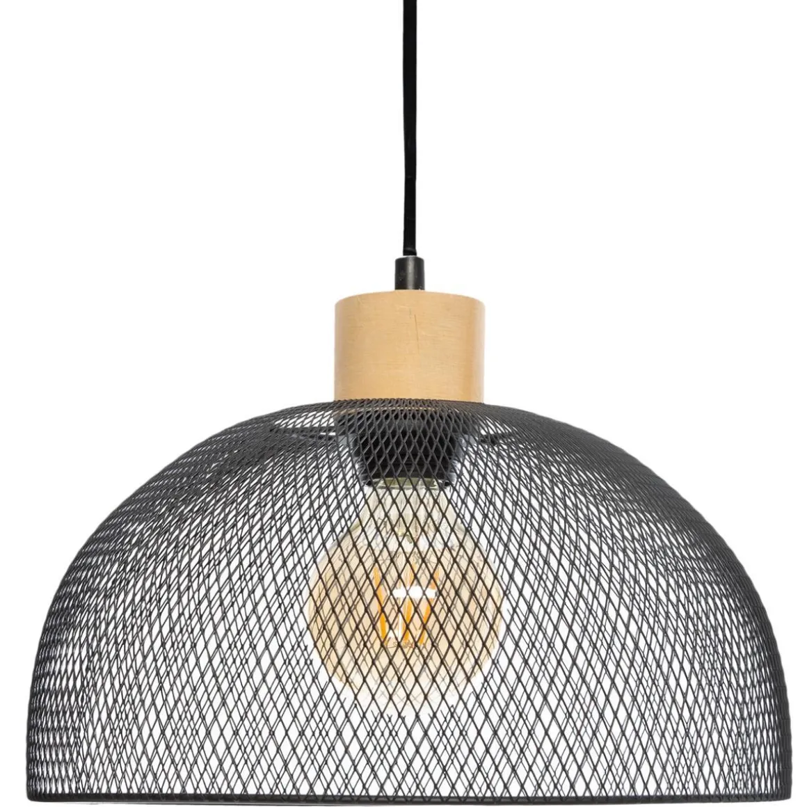 SUSPENSION METAL BOIS SAM NOIR D.30CM