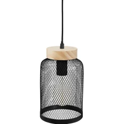 SUSPENSION METAL ET BOIS NOIR ZELY H.24.5CM