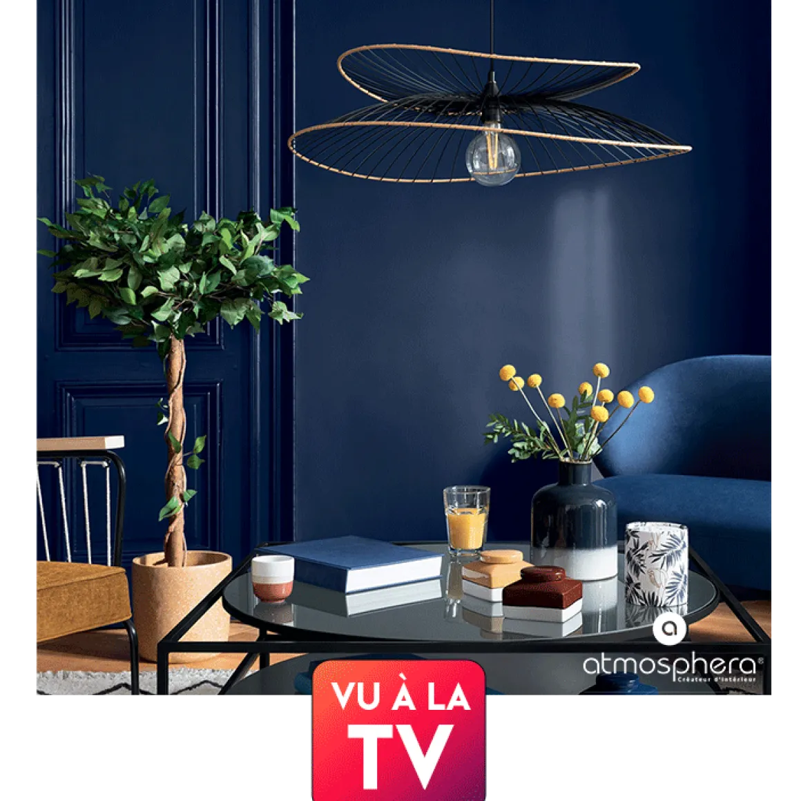 SUSPENSION METAL RATTAN ALARA NOIR D.69.5CM