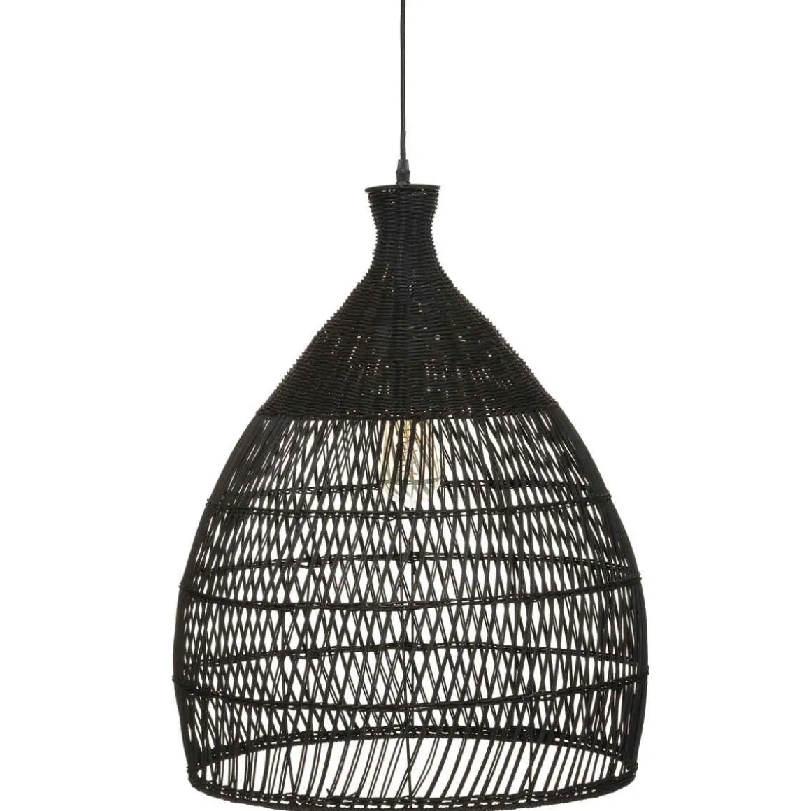SUSPENSION ROTIN LEA NOIR D.49CM