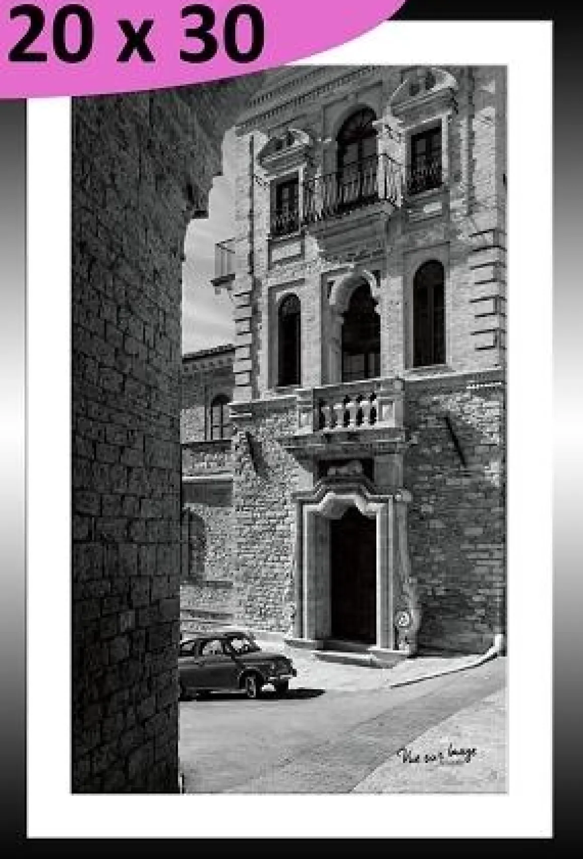 TABLEAU 20 CM X 30 CM BAGUETTE NOIRE ASSISE EN ITALIE