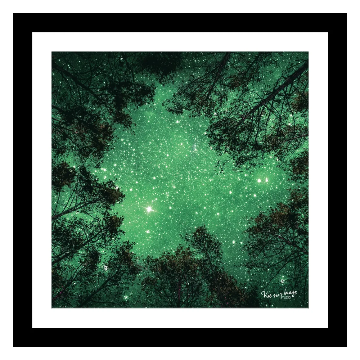 TABLEAU 25X25CM BAGUETTE NOIRE MAT CIEL ETOILE