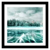 TABLEAU 25X25CM BAGUETTE NOIRE MAT PAYSAGE GLACE