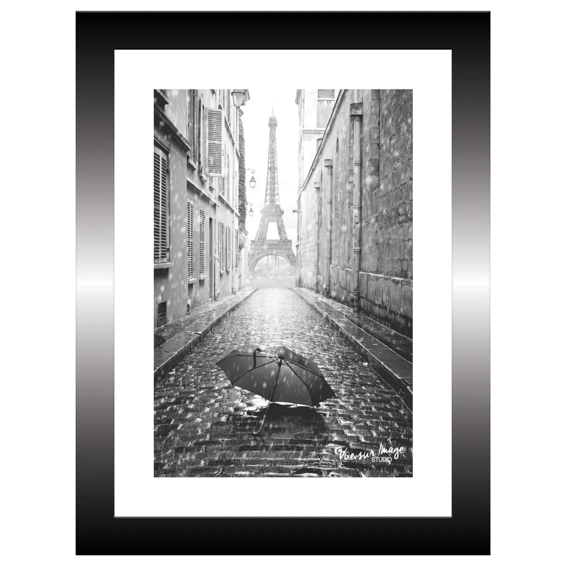 TABLEAU 15X20CM BAGUETTE NOIRE PARAPLUIE