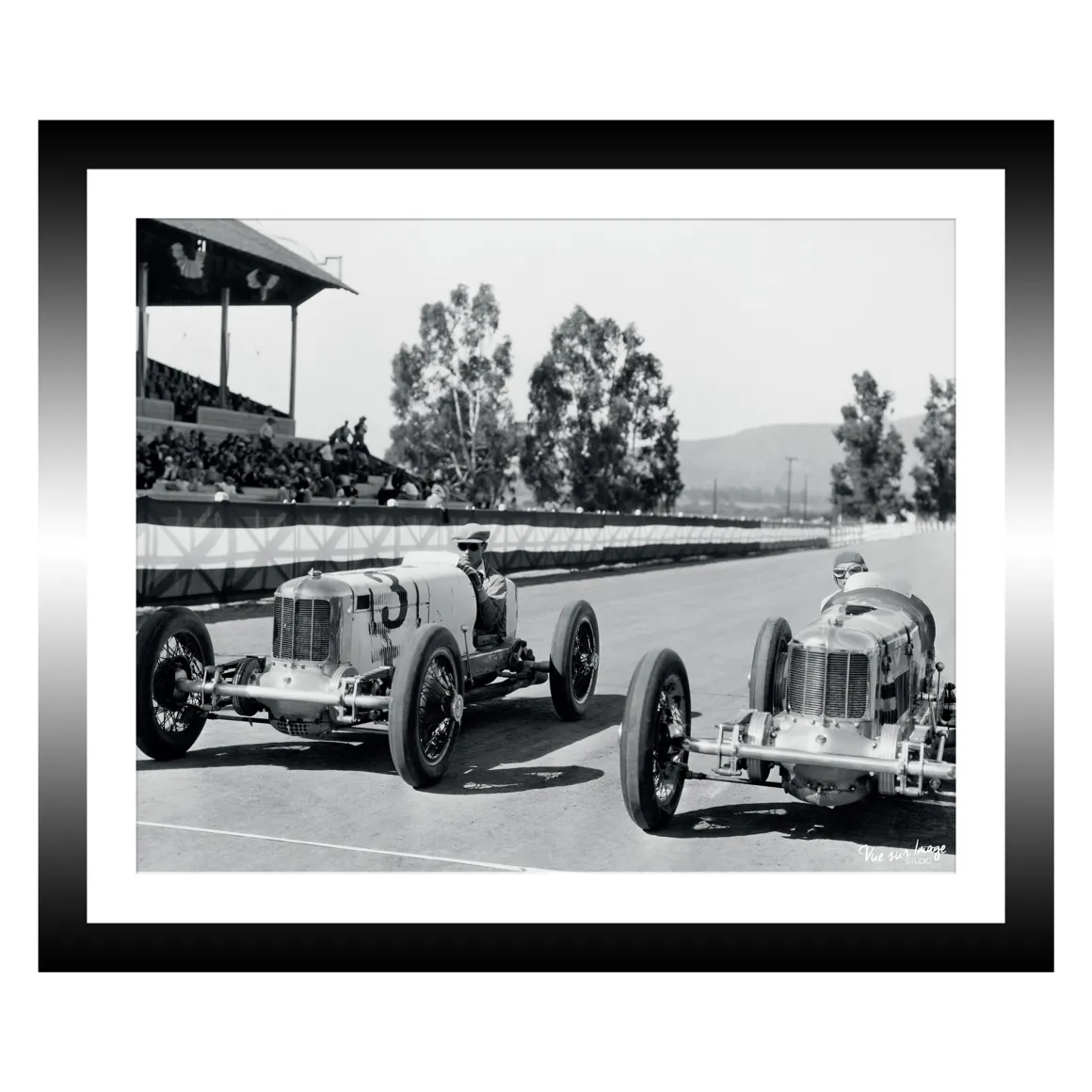 TABLEAU 30X25CM BAGUETTE NOIRE VINTAGE CARS
