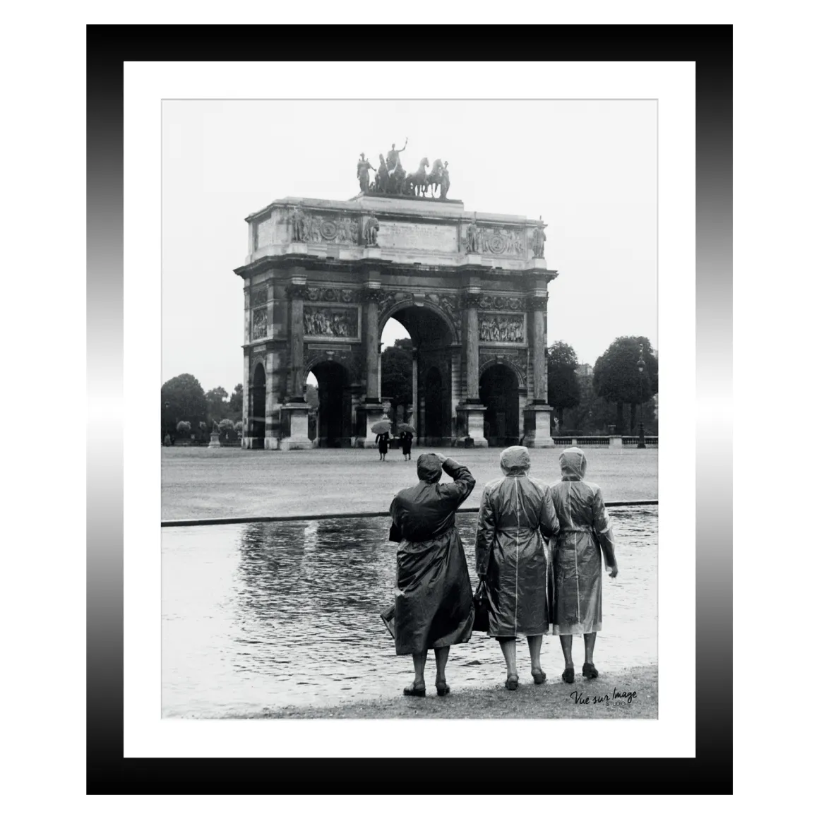 TABLEAU 25X30CM BAGUETTE NOIRE VINTAGE MAMIE ARC TRIOMPHE