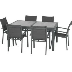 TABLE AZUA EXTENSIBLE VERRE STORM GRAPHITE 10 PLACES