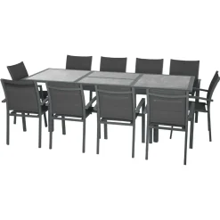 TABLE AZUA EXTENSIBLE VERRE STORM GRAPHITE 10 PLACES