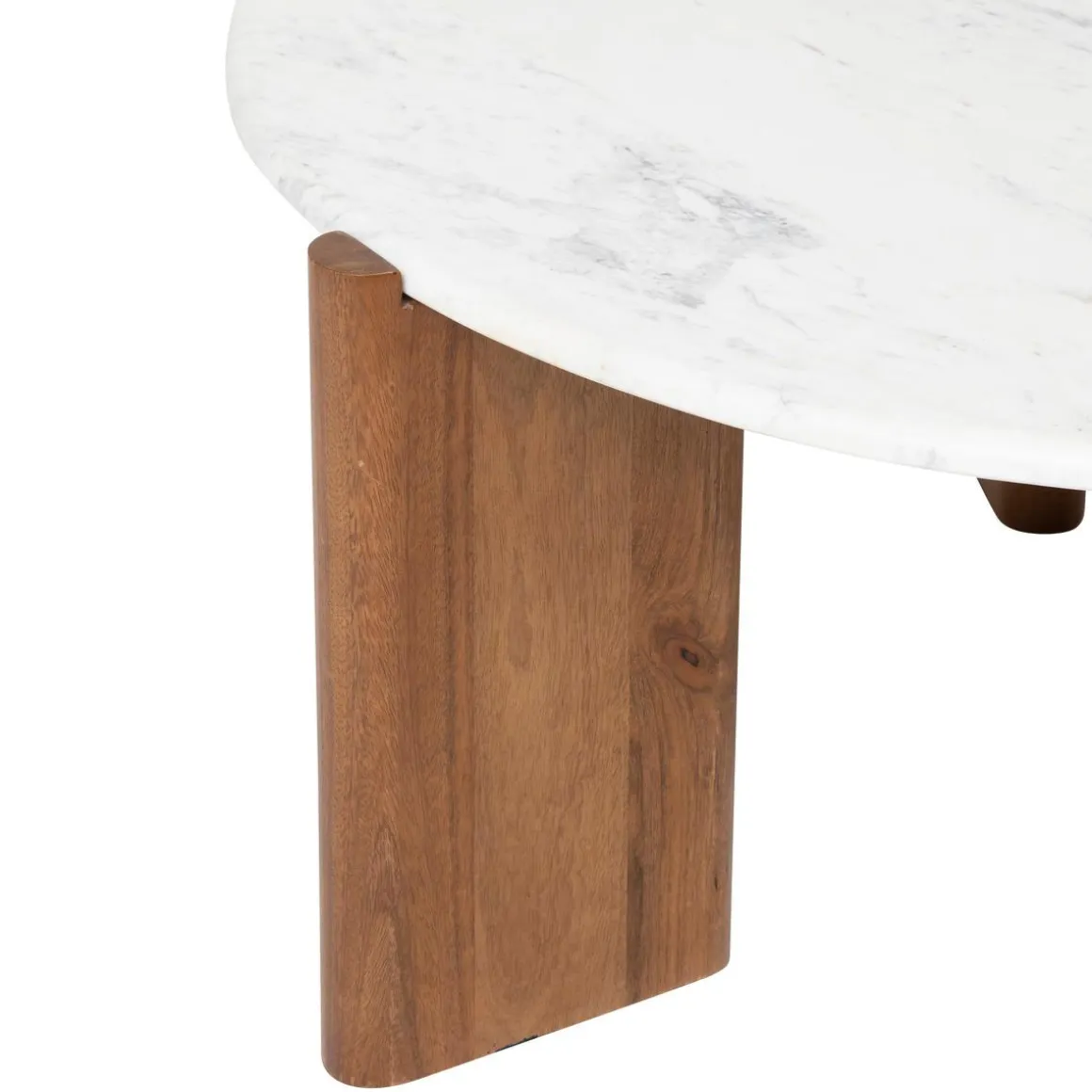 TABLE BASSE NANDA MANGUIER ET MARBRE BLANC D.91.5CM