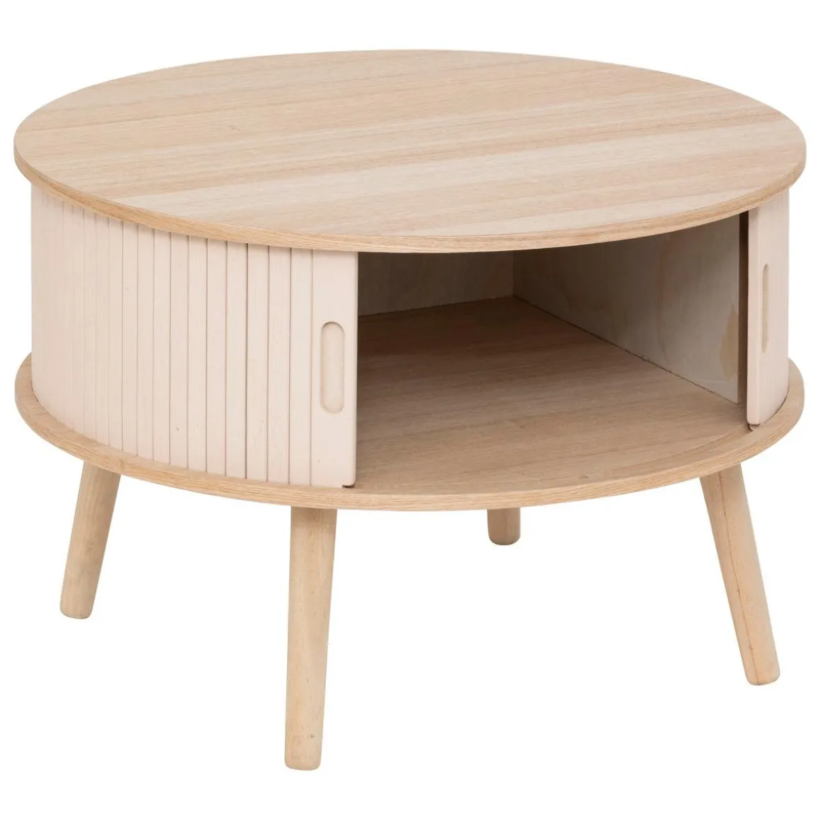 TABLE BASSE 2 PORTES NYSOS BEIGE D.60X60X40.7CM