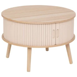 TABLE BASSE 2 PORTES NYSOS BEIGE D.60X60X40.7CM