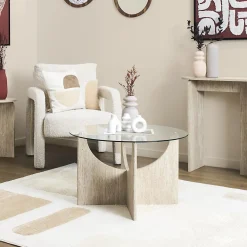 TABLE BASSE RONDE VERRE PIETRA D70CM