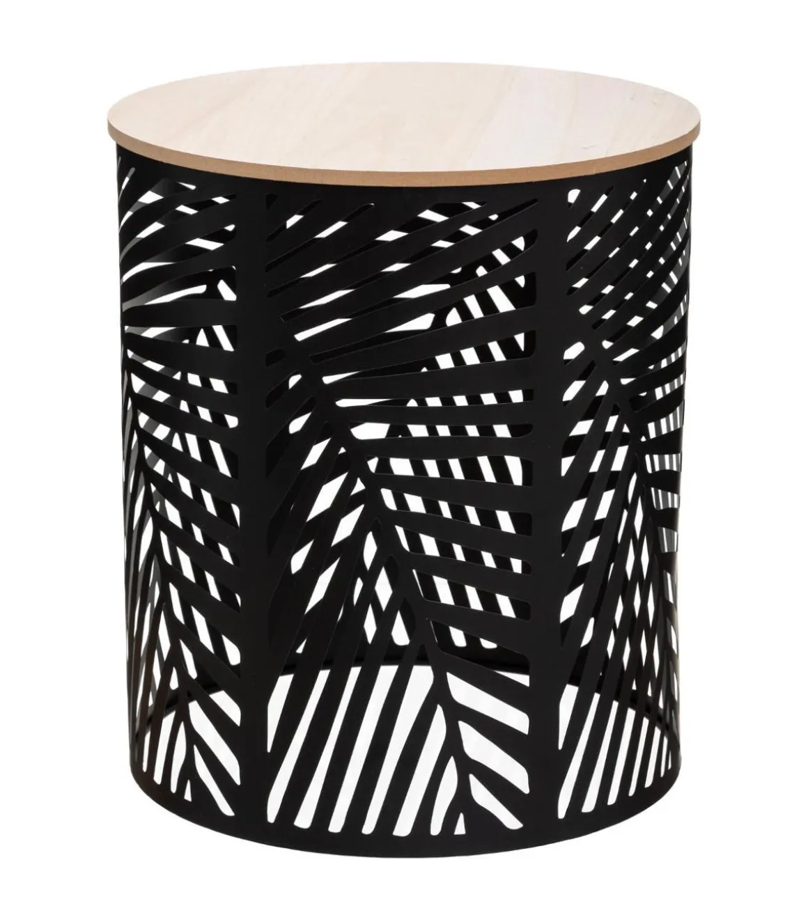 TABLE CAFE FEUILLE NOIR D.39X39X45CM