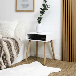 TABLE CHEVET NICHE BLANC