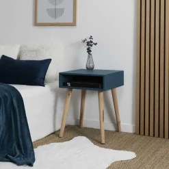 TABLE CHEVET NICHE BLEU