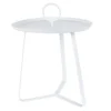 TABLE D APPOINT RONDE BLANCHE AVEC ANSE 40X40X50CM