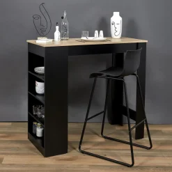 TABLE DE BAR MANGE DEBOUT ETAGERES CHEERS NOIR