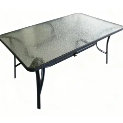TABLE JARDIN CARREE VERRE TREMPE 150X90X71CM