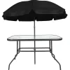 TABLE JARDIN RECTANGULAIRE 4 CHAISES ET PARASOL