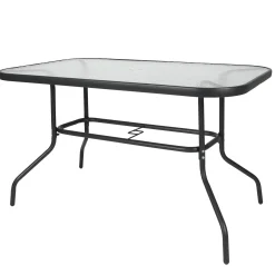 TABLE JARDIN RECTANGULAIRE 4 CHAISES ET PARASOL