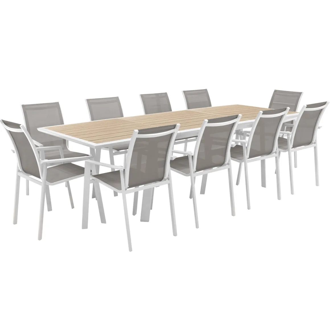 TABLE PAVANE EXTENSIBLE ALUMINIUM LIN BLANC 10 PLACES