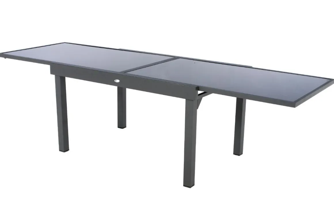 TABLE PIAZZA EXTENSIBLE VERRE GRAPHITE 10 PLACES