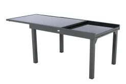 TABLE PIAZZA EXTENSIBLE VERRE GRAPHITE 10 PLACES