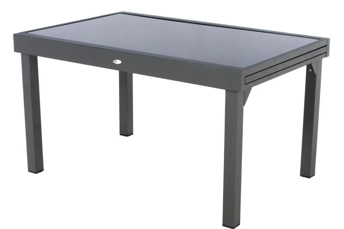 TABLE PIAZZA EXTENSIBLE VERRE GRAPHITE 10 PLACES