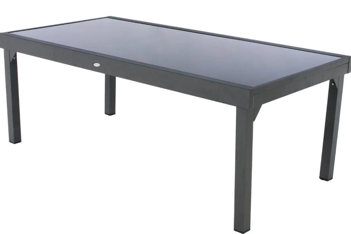 TABLE PIAZZA EXTENSIBLE VERRE GRAPHITE 12 PLACES