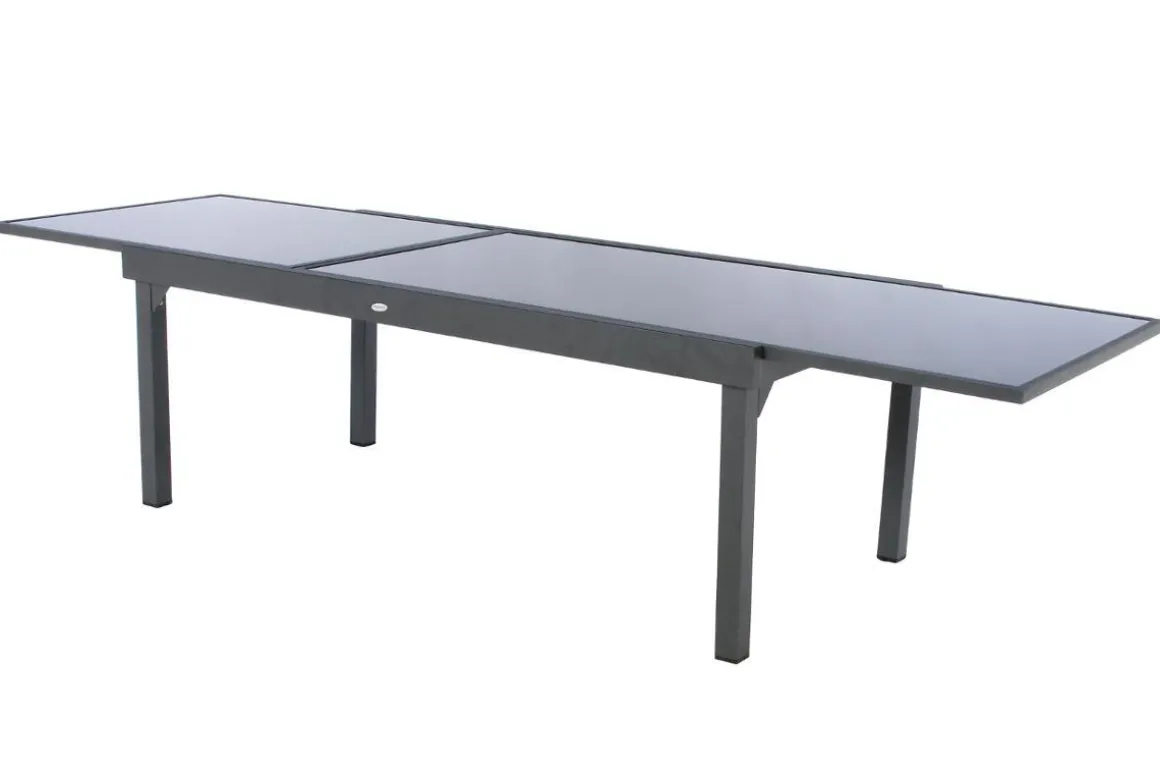 TABLE PIAZZA EXTENSIBLE VERRE GRAPHITE 12 PLACES