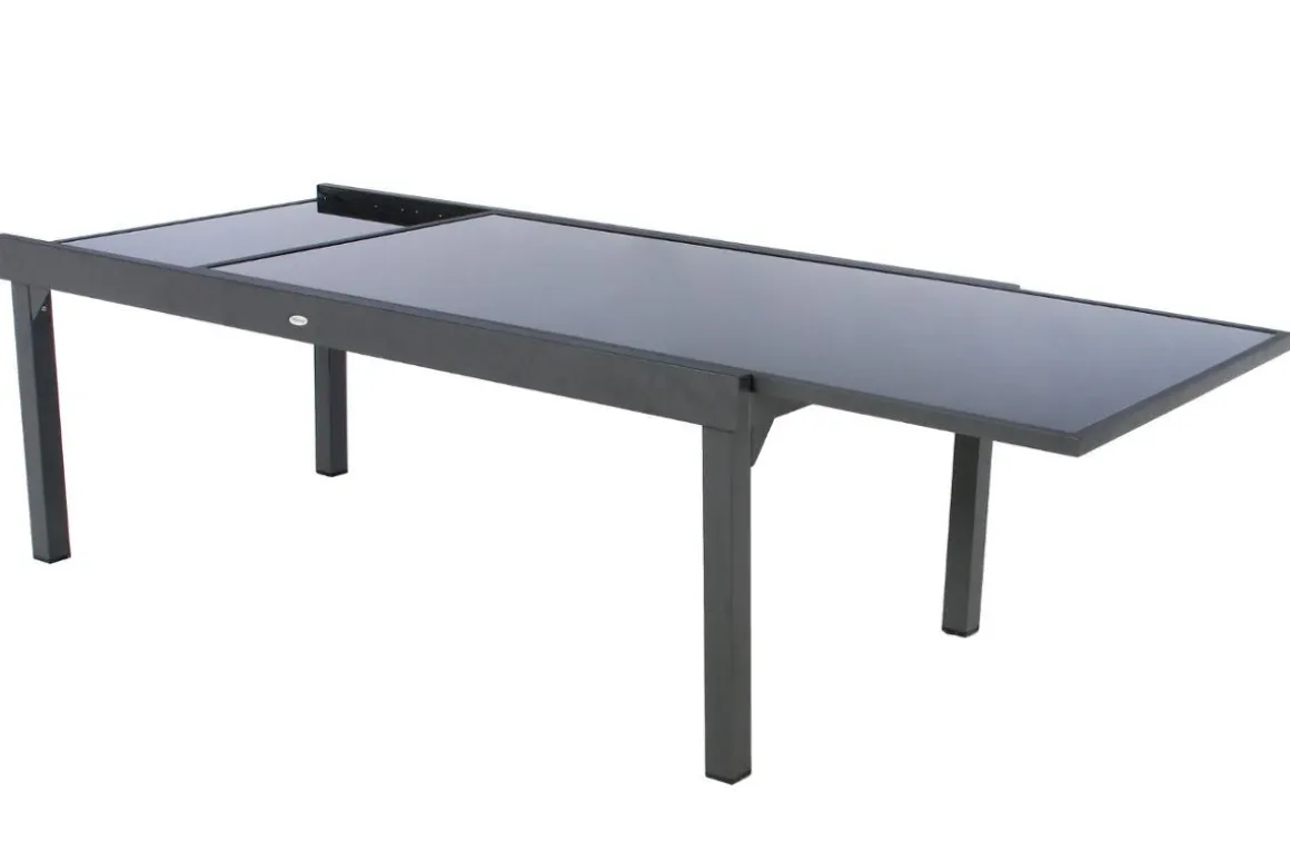 TABLE PIAZZA EXTENSIBLE VERRE GRAPHITE 12 PLACES