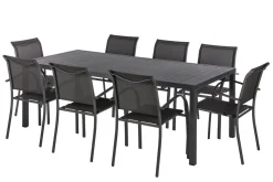 TABLE PIAZZA FIXE RECTANGLE ALUMINIUM GRAPHITE 8 PLACES