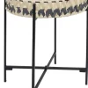 TABLE PLATEAU RONDE NOIR ET BEIGE 39.5X46.5CM
