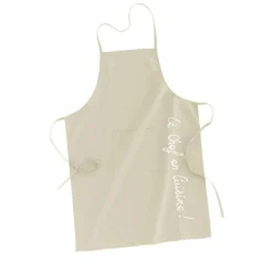 TABLIER ET POCHE 60X84CM COTON UNI BRODE CUISTOT LIN