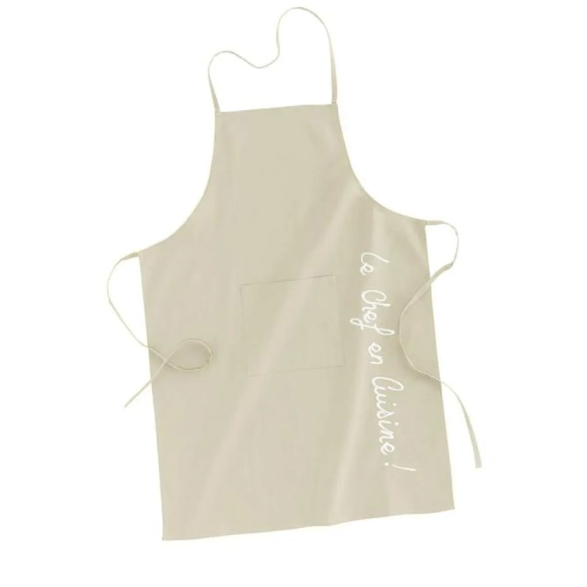 TABLIER ET POCHE 60X84CM COTON UNI BRODE CUISTOT LIN
