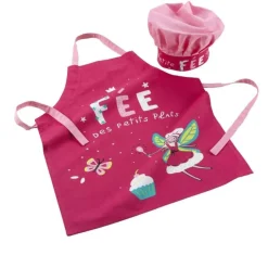 TABLIER ET TOQUE 50X60 CM 24 CM COTON IMPRIME MINI FEE