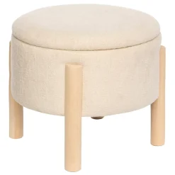 TABOURET COFFRE CHENILLE ELKI BLANC