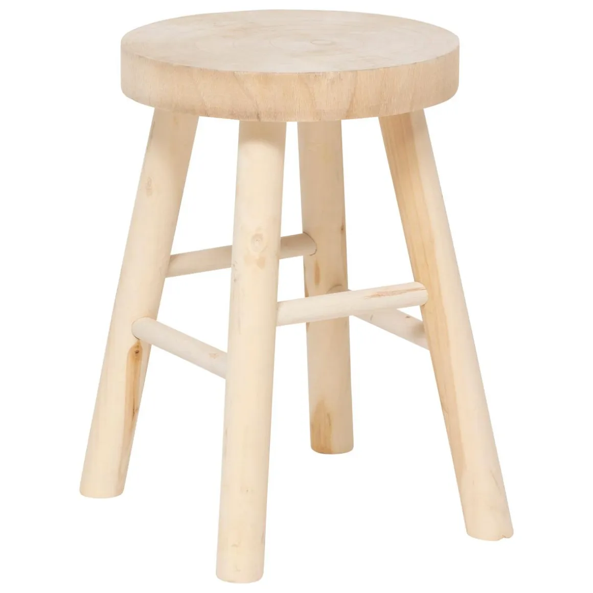 TABOURET NYAR PAULOWNIA BEIGE D.28X41CM